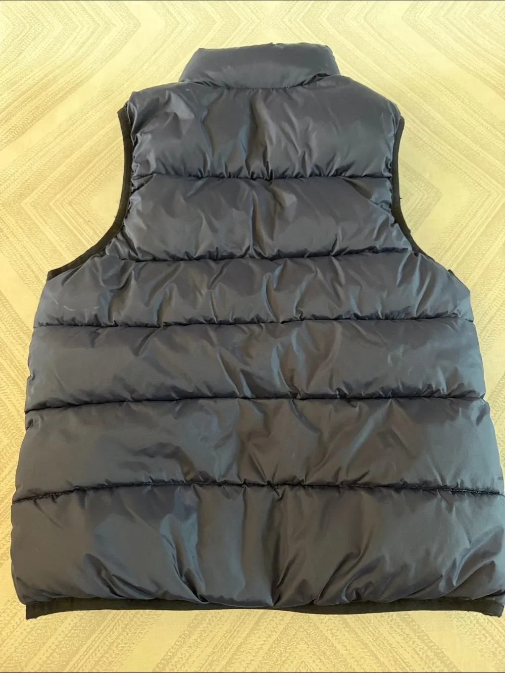 Gap Kids Small Navy Blue Puffer Vest Black Trim Zipper Sleeveless Jacket
